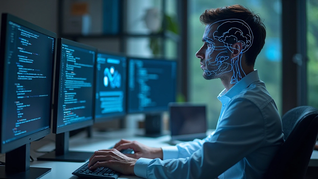 IT-специалист работает с кодом на современном компьютере